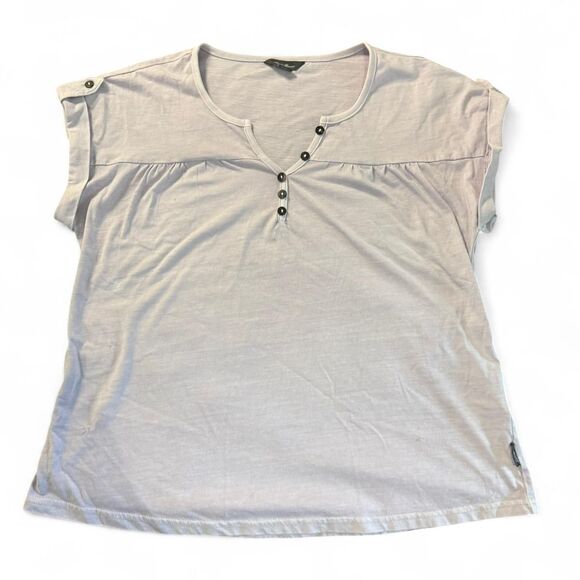 Eddie Bauer S Lavender Cap Sleeve Henley Button Front Top Stretch Cotton Blend - Picture 1 of 9